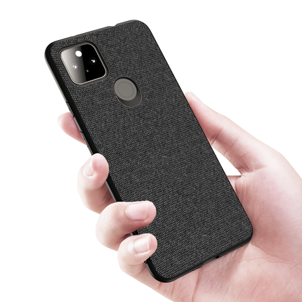 Soft Full Fabric Protective Back Case Cover for Google Pixel 5A (Black)