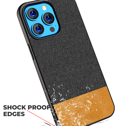 Soft fabric & Leather Hybrid Protective Case Cover for Apple iphone 13 Pro Max (Black,Brown)