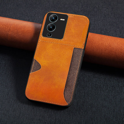 Kapa Razor Wallet Back Case for VIVO V25 PRO (5G) | Slim PU Leather & Fabric Cover with Inbuilt Card Pocket (Brown)