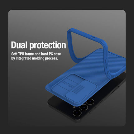 Kapa Camshield Back Cover for Samsung Galaxy S24 PLUS | Inbuilt Slider Shockproof Lens Protection Case (Blue)
