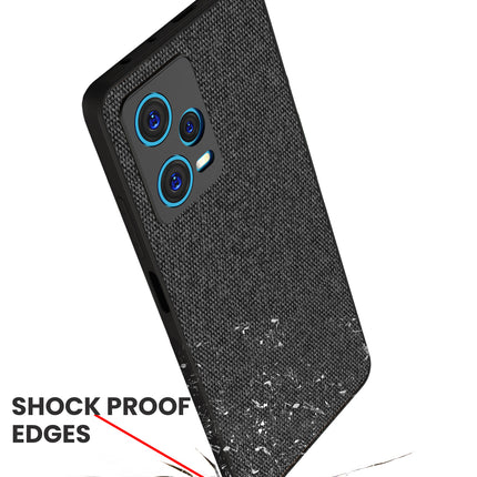 Kapa Soft Full Fabric Hybrid for Redmi Note 12 Pro Plus Back Cover | Shockproof Hybrid Slim Hard Anti Slip Back Case (Black)