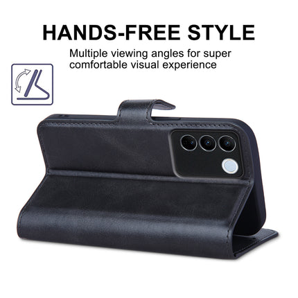 Kapa Prime Slim Magnetic Flip Cover for Vivo V27/ V27 PRO | PU Leather Shockproof Folio Case with Card Holders RFID Blocking Kickstand (Black)