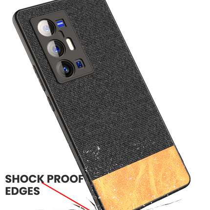 Soft Fabric & Leather Hybrid Protective Case Cover for Vivo X70 PRO PLUS (Black,Brown)