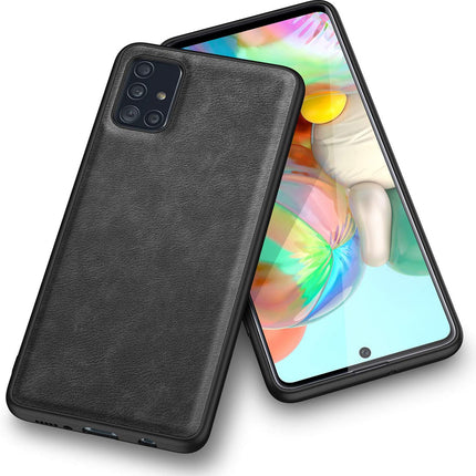 Tux Back Case For Samsung Galaxy A51 , Slim Leather Case with Soft Edge Shockproof Back Cover (Black)