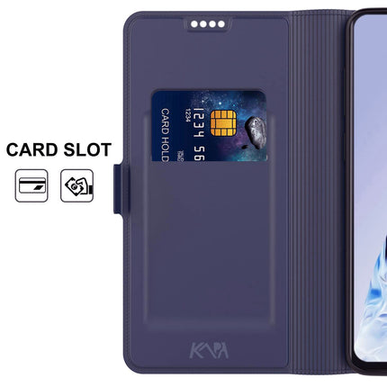 Kapa Noble Slim Magnetic Leather Flip Case Cover for Vivo V25 Pro (5G) , Magnetic and Card Holder Stand Leather Flip Wallet Case (Blue)