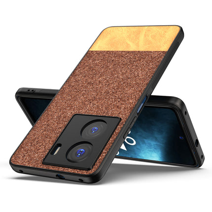 Kapa Soft Fabric & Leather Hybrid Protective Case Cover for IQOO Z7 / Z7S (5G) | Shockproof Slim Hard Anti Slip Back Case (Brown) - Mobizang