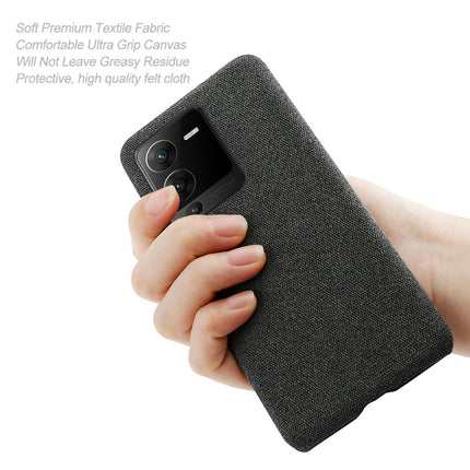 Kapa Woven Soft Fabric Case for VIVO V25 PRO (5G) Back Cover, Shock Protection Slim Hard Anti Slip Back Cover (Black)