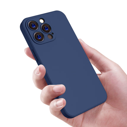 Matte Lens Protective Back Cover for Apple iPhone 13 Pro Max (6.7) , Slim Silicone with Soft Lining Shockproof Flexible Full Body Bumper Case (Blue)