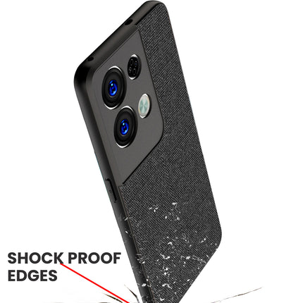 Kapa Soft Fabric Hybrid Protective Back Case Cover for Oppo Reno 8 PRO (5G) (Black) - Mobizang