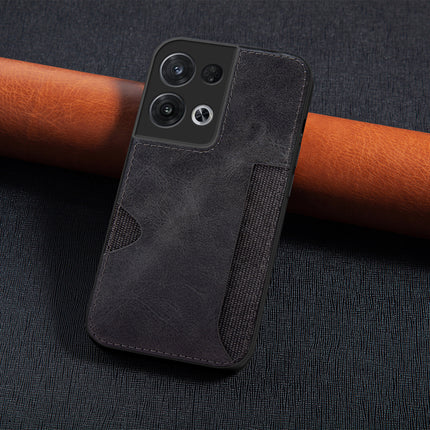 Kapa Razor Wallet Back Case for Oppo Reno 8 Pro (5G) | Slim PU Leather & Fabric Cover with Inbuilt Card Pocket (Black)