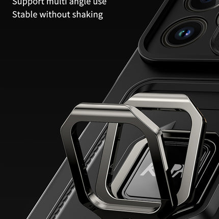 Bisen Back Cover for Apple iPhone 12 PRO MAX ,Inbuilt Camera Slider,Ring Stand and Card Pocket Shockproof Slim Bumper Back Case (Black)