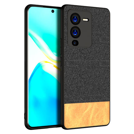 Kapa Soft Fabric & Leather Hybrid Protective Case Cover for Vivo V25 PRO (5G) (Black,Brown) - Mobizang