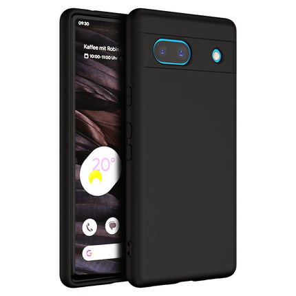 Kapa Matte Protective Lens Flexible Back Cover for Google Pixel 7A | Slim Silicone with Soft Lining Shockproof Full Body Bumper Case (Black)