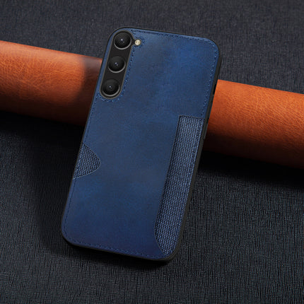 Kapa Razor Wallet Back Case for Samsung Galaxy S23 Plus | Slim PU Leather & Fabric Cover with Inbuilt Card Pocket (Blue) - Mobizang