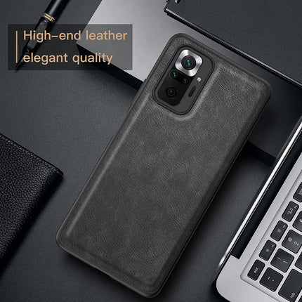 Tux Back Case for Xiaomi Redmi Note 10 Pro /  Note 10 Pro Max , Slim Leather Case with Soft Edge Shockproof Back Cover (Black) - Mobizang