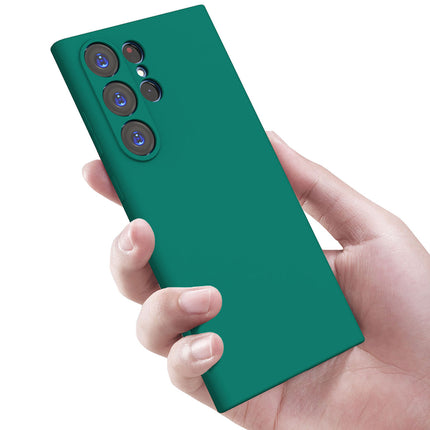 Kapa Matte Protective Lens Flexible Back Cover for Samsung Galaxy S23 Ultra, Slim Silicone with Soft Lining Shockproof Full Body Bumper Case (Green)