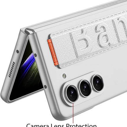 Kapa Shockproof Protective Band Back Cover for Z Fold 5 | Wrist Strap Case With Inbuilt Screen Tempered Glass , Silver