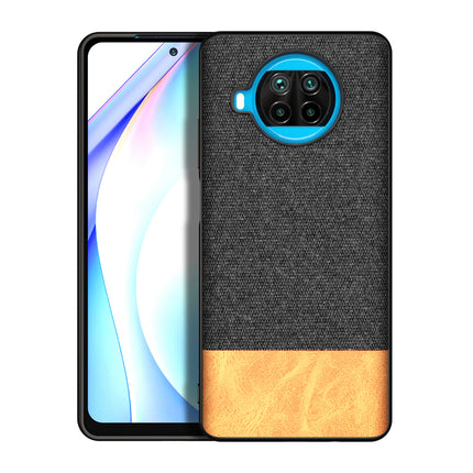 Kapa Soft Fabric & Leather Hybrid Protective Back Cover for Mi 10i | Shockproof Slim Hard Anti Slip Back Case (Black::Brown)
