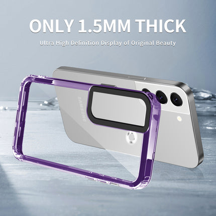 Kapa Warrior Acrylic Clear Back Cover For Samsung Galaxy S23 Plus | Slim Shockproof [Military Grade Protection] Hybrid Bumper Case (Purple Sides)