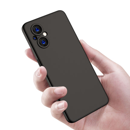 Matte Lens Protective Shockproof Flexible Back Cover for Oppo F21 PRO (5G), Slim Silicone with Soft Lining Shockproof Flexible Full Body Bumper Case (Black)