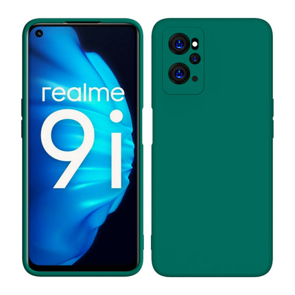 Matte Lens Protective Shockproof Flexible Back Cover for Realme 9i, Slim Silicone with Soft Lining Shockproof Flexible Full Body Bumper Case (Green)