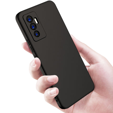 Matte Lens Protective Back Cover for Vivo V23E , Slim Silicone with Soft Lining Shockproof Flexible Full Body Bumper Case (Black)
