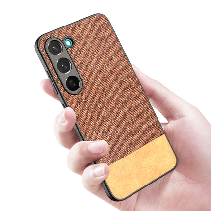 Kapa Soft Fabric & Leather Hybrid for Samsung Galaxy S23 Plus Back Cover | Shockproof Hybrid Slim Hard Anti Slip Back Case (Brown)