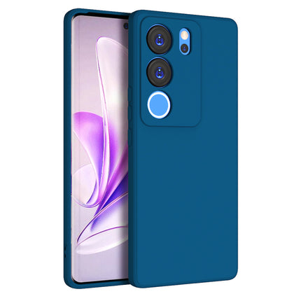 Kapa Matte Protective Lens Flexible Back Cover for VIvo V29 PRO (5G) | Slim Silicone with Soft Lining Shockproof Full Body Bumper Case (Blue)