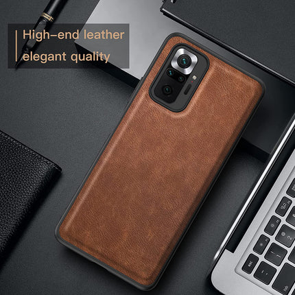 Tux Back Case for Xiaomi Redmi Note 10 Pro /  Note 10 Pro Max , Slim Leather Case with Soft Edge Shockproof Back Cover (Brown) - Mobizang