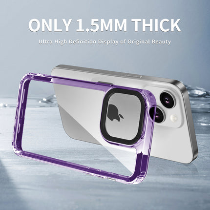 Kapa Warrior Acrylic Clear Back Cover For Apple iPhone 15 | Slim Shockproof [Military Grade Protection] Hybrid Bumper Case (Purple Sides)