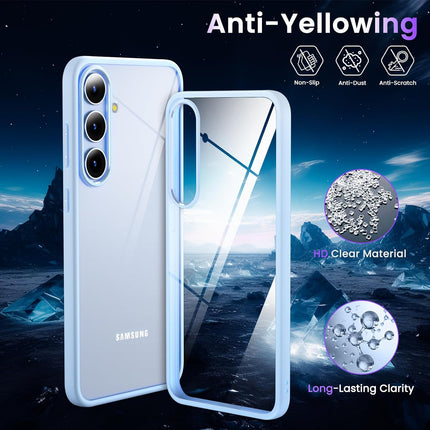 Kapa Hawkeye Clear Back Cover for Samsung Galaxy S24 | Camera Lens Protector Shockproof Slim Clear Case Cover (Blue Sides)