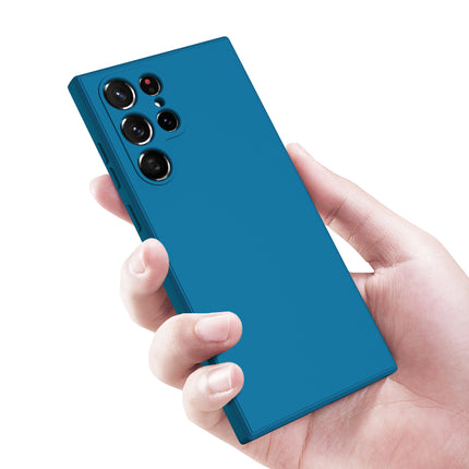 Matte Lens Protective Back Cover for Samsung Galaxy S22 ULTRA, Slim Silicone with Soft Lining Shockproof Flexible Full Body Bumper Case (Blue)