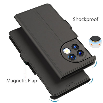 Kapa Noble Slim Magnetic Leather Flip Cover for OnePlus 11R | Card Holder Stand Leather Flip Wallet Case (Black)