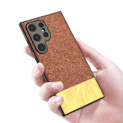 Kapa Soft Fabric & Leather Hybrid Protective Back Cover for Samsung Galaxy S24 ULTRA | Shockproof Slim Hard Anti Slip Back Case (Brown)