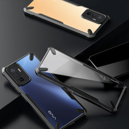 Kapa Bull Back Cover for Vivo V23E (5G), Shockproof Slim Hybrid Clear Case (Black)