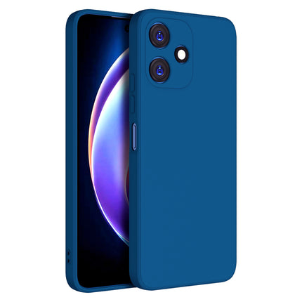 Kapa Matte Protective Lens Flexible Back Cover for Redmi 12 (5G) / Poco M6 Pro (5G) | Slim Silicone with Soft Lining Shockproof Full Body Bumper Case (Blue)