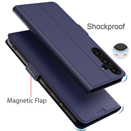 Kapa Noble Slim Magnetic Leather Flip Case Cover for Samsung Galaxy S24 Plus | Card Holder Stand Leather Flip Wallet Case (Blue) - Mobizang