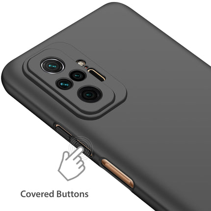 Silk Smooth Finish [Full Coverage] All Sides Protection Slim Back Cover For Xiaomi Redmi Note 10 Pro /  Note 10 Pro Max (Black) - Mobizang