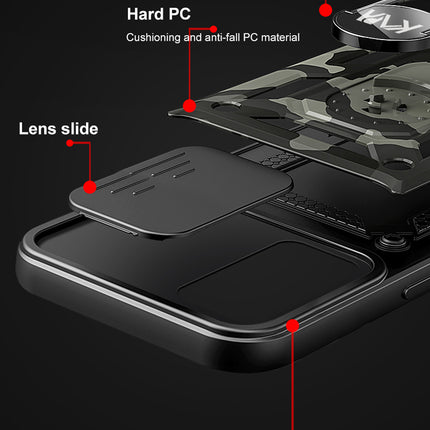 Kapa Tank Back Cover for Tecno Pova 4 Pro | Inbuilt Ring + Slider Shockproof Lens Protection Case (Black)
