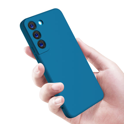 Matte Lens Protective Back Cover for Samsung Galaxy S22, Slim Silicone with Soft Lining Shockproof Flexible Full Body Bumper Case (Blue) - Mobizang