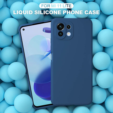 Matte Lens Protective Back Cover for Xiaomi Mi 11 Lite , Slim Silicone with Soft Lining Shockproof Flexible Full Body Bumper Case , Blue