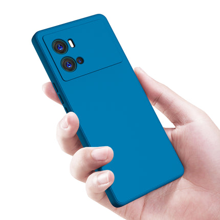 Matte Lens Protective Back Cover for Vivo IQOO 9 Pro , Slim Silicone with Soft Lining Shockproof Flexible Full Body Bumper Case (Blue)