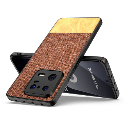 Kapa Soft Fabric & Leather Hybrid Protective Cover for Xiaomi 13 Pro (5G) | Shockproof Slim Hard Anti Slip Back Case (Brown)