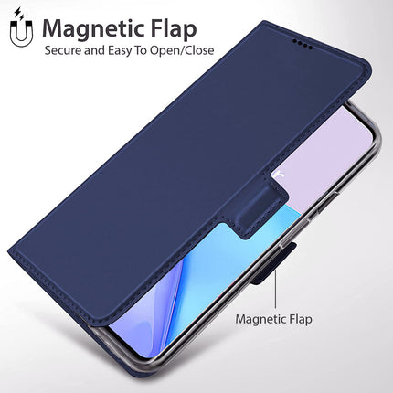 Kapa Noble Slim Magnetic Leather Flip Case Cover for Oppo Reno 8 PRO ( 5G) ,Card Holder Stand Leather Flip Wallet Case (Blue)