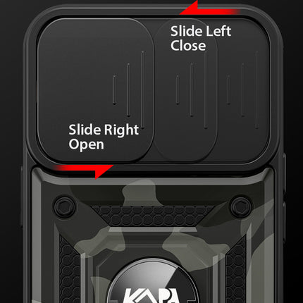 Tank Back Cover for Redmi Note 10 Pro / Note 10 Pro Max , Inbuilt Ring + Slider [Military Grade Protection] Shockproof Lens Protection Case (Black)