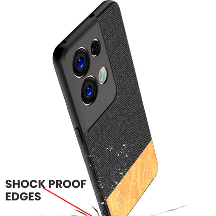 Kapa Soft Fabric & Leather Hybrid Protective Back Case Cover for Oppo Reno 8 PRO (5G) (Black,Brown)