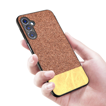Kapa Soft Fabric & Leather Hybrid Protective Case Cover for Samsung Galaxy F34 (5G) / M34 (5G) | Shockproof Slim Hard Anti Slip Back Case (Brown)