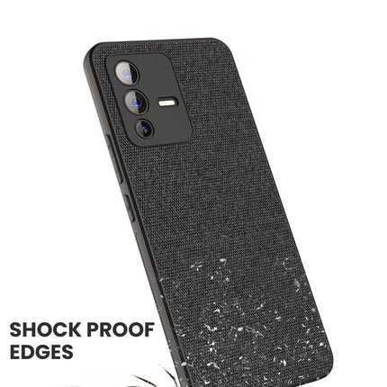 Kapa Soft Full Fabric Protective Back Case Cover for Vivo V23 PRO (5G) (Black)