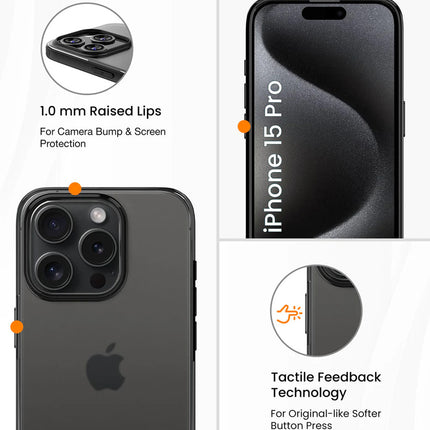 Kapa Shield Frosted Acrylic Back Shock Proof Case Cover for Apple iPhone 15 Pro Max (Black)