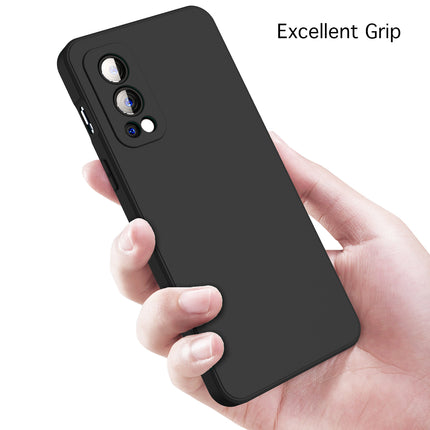 Matte Lens Protective Back Cover for OnePlus Nord 2 (5G) / One Plus Nord 2 (5G) , Slim Silicone with Soft Lining Shockproof Flexible Full Body Bumper Case (Black) - Mobizang